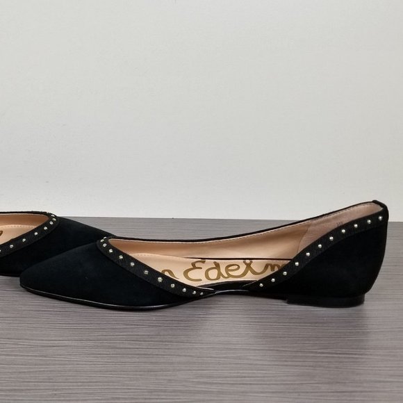 Sam Edelman Roni Studded Half d'Orsay Flat, Black Suede, Womens Size 6 - Picture 6 of 9